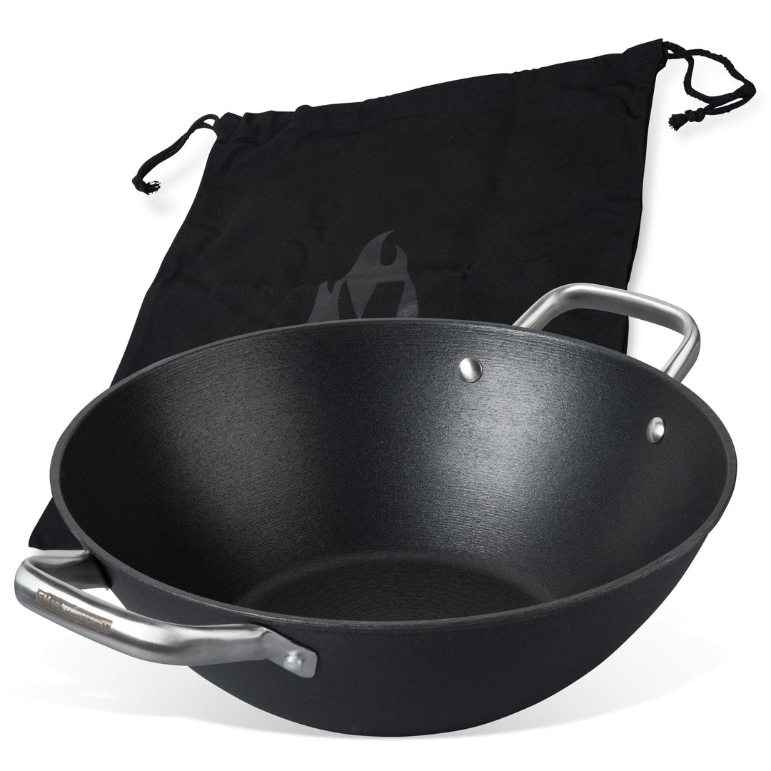 FMProfessional Force Wok aus Gusseisen 32 cm – Wokpfanne mit hochwertiger Antihaftbeschichtung – Gee