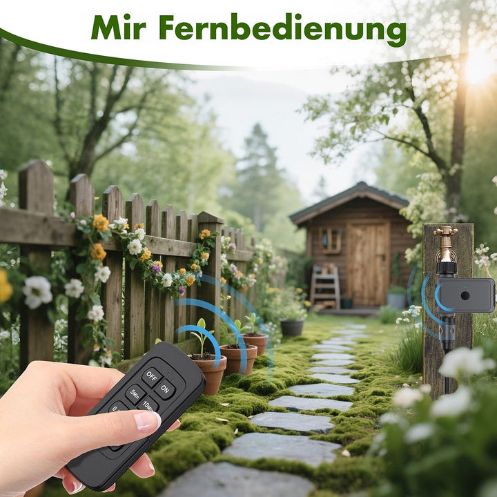 Royal Gardineer Funk-Bewässerungsautomat: Bewässerungscomputer mit Ventil, Funk-Fernbedienung, IP55,