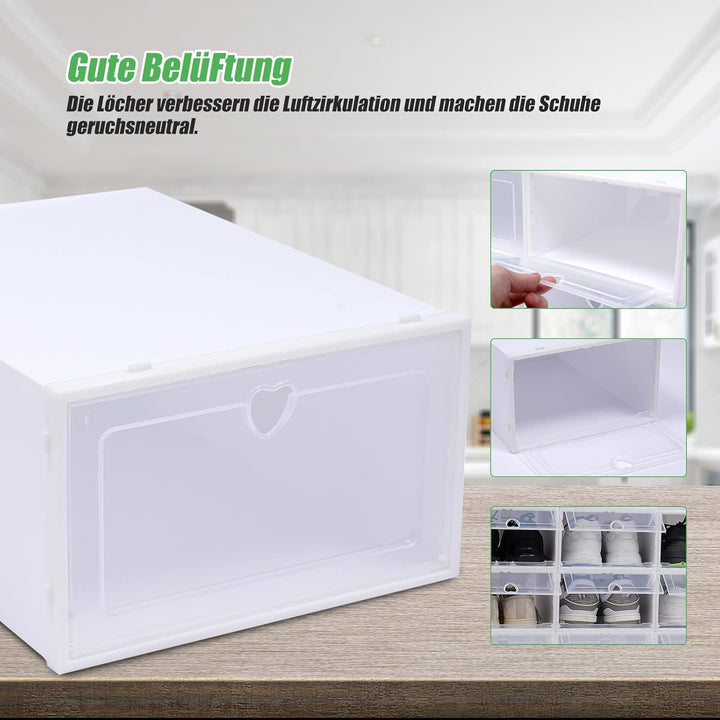 Schuhkarton Schuhboxen, Schuhaufbewahrung Kunststoffbox, 20er-Set Transparent Schuhaufbewahrung Schu