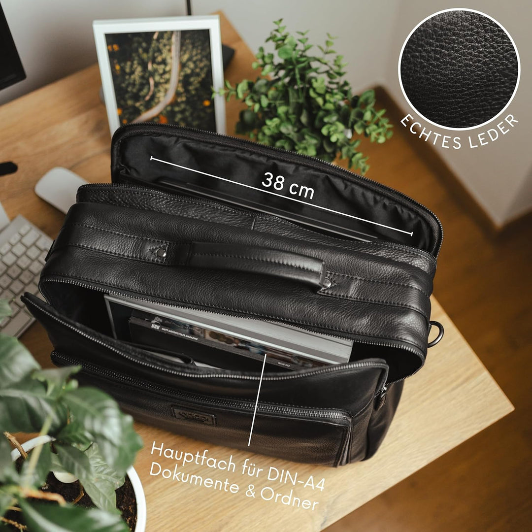 Baur XXL Tasche Echtes Leder | Laptoptasche bis 16 Zoll | Handgefertigte Businesstasche | Aktentasch