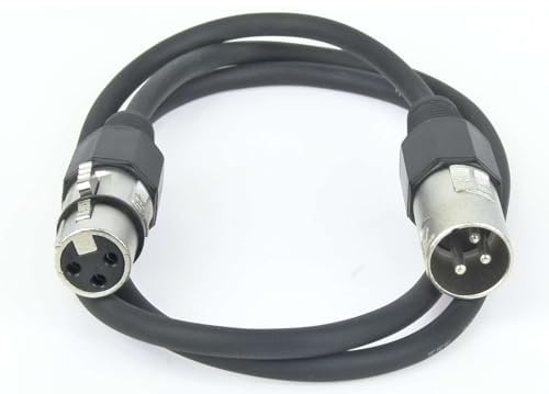 Paccs 4 Stück 1 m Mikrofonkabel Schwarz XLR Stecker male auf XLR Buchse female - Symmetrisch Audio K