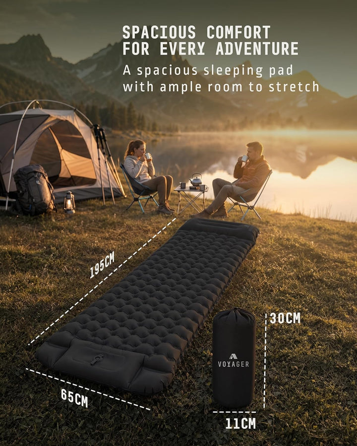 Voyager - Einzelne Isomatte - Ergonomisches Design - Strapazierfähiges 40D Nylon + TPU - Einfaches A