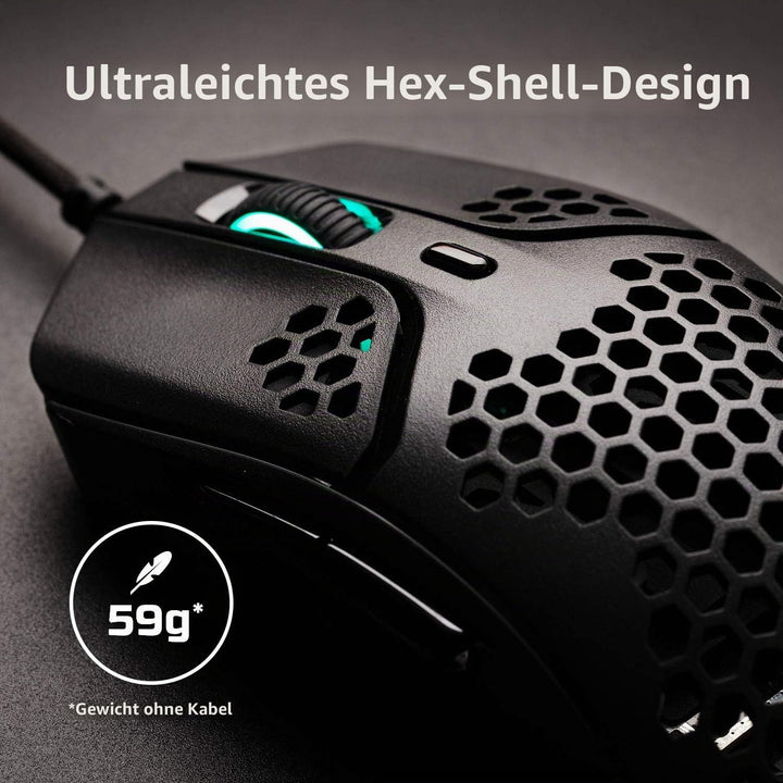 HyperX Pulsefire Haste Gaming-Maus – Ultraleicht, 59g, Wabenschale, Hex-Design, HyperFlex-Kabel, bis
