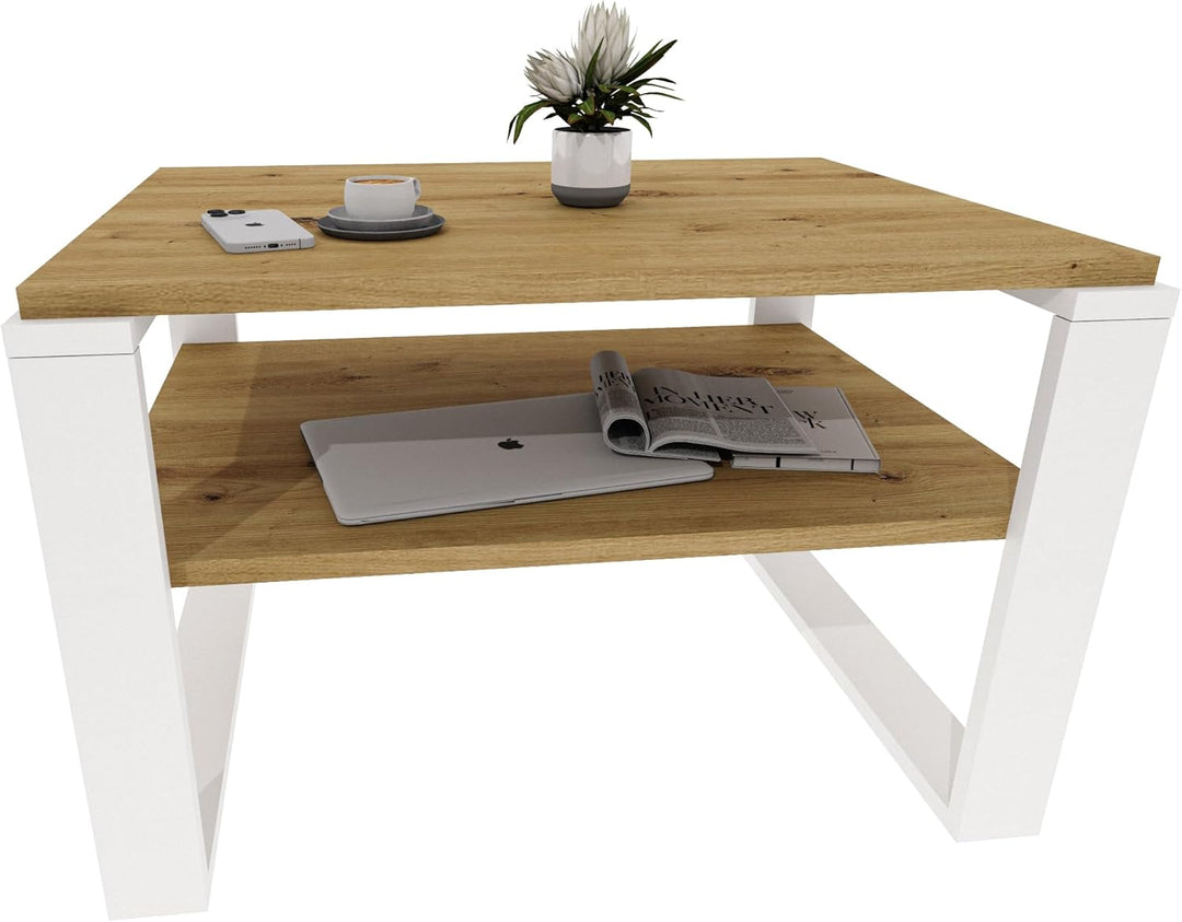 Couchtisch 61×51 cm – Wohnzimmertisch aus Holzwerkstoff, Stabiler & moderner Kaffeetisch mit zusätzl