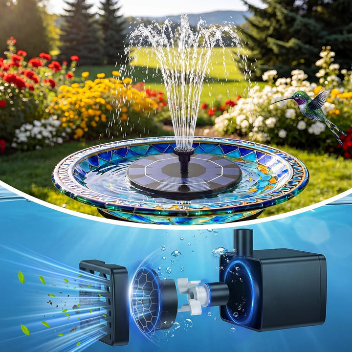 AISITIN Solarbrunnen für Draussen 2,5W, Solar Springbrunnen für Aussen Eingebaute 1200 mAh Akku Teic
