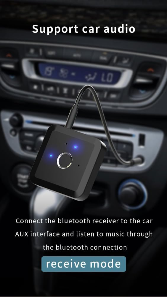 DollaTek Bluetooth 5.2 Sender Empfänger HD Bluetooth Audio-Adapter mit geringer Latenz,3.5 mm AUX-Au