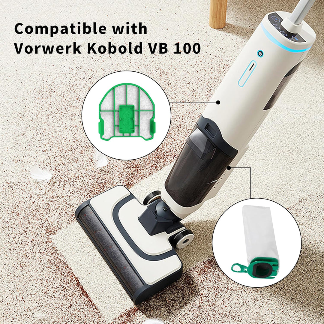 12 Stück Staubsaugerbeutel,Staubbeutel für Vorwerk Kobold VB100 FP 100 Premium Filtertüten mit 3 Mot