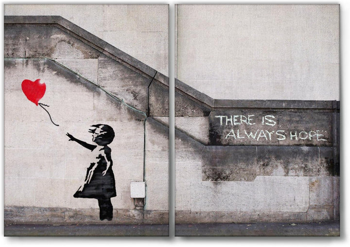 Giallobus - Grosse Gemälde im XXL-Format - Banksy - Street Art - Kleines Mädchen mit rotem Luftballo