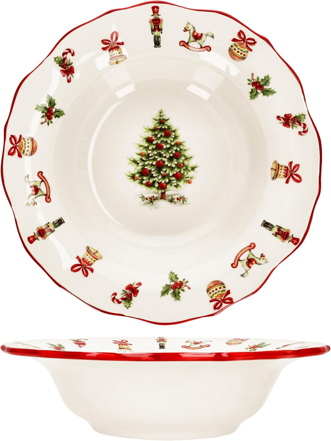MamboCat Maestro Natale 4er Set Suppenteller I 350ml I Tiefe italienische Keramik-Teller für 4 Perso