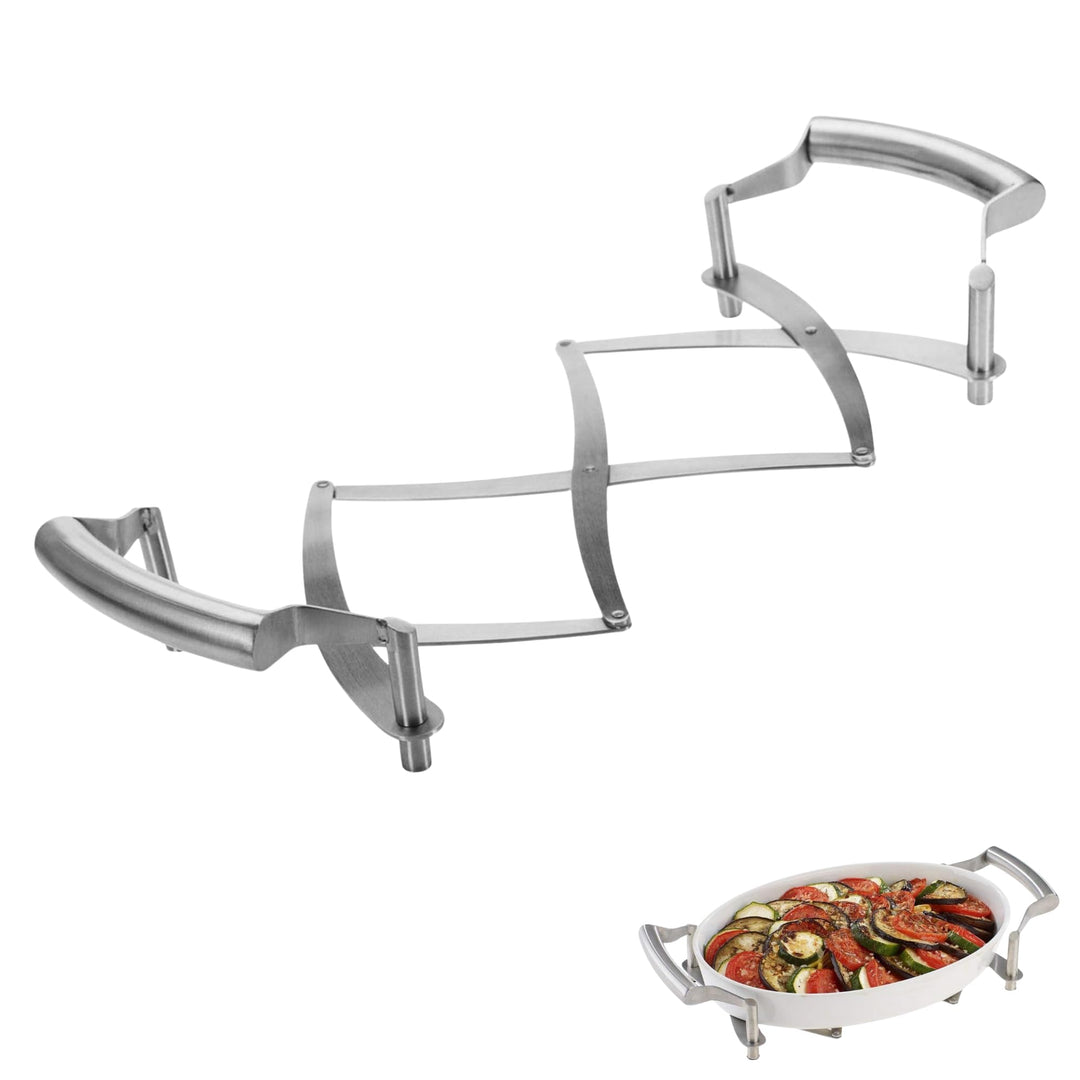Westmark Ausziehbarer Topf-Untersetzer, Länge: 18 bis 42 cm, Rostfreier Edelstahl, Flexi, Farbe: Sil