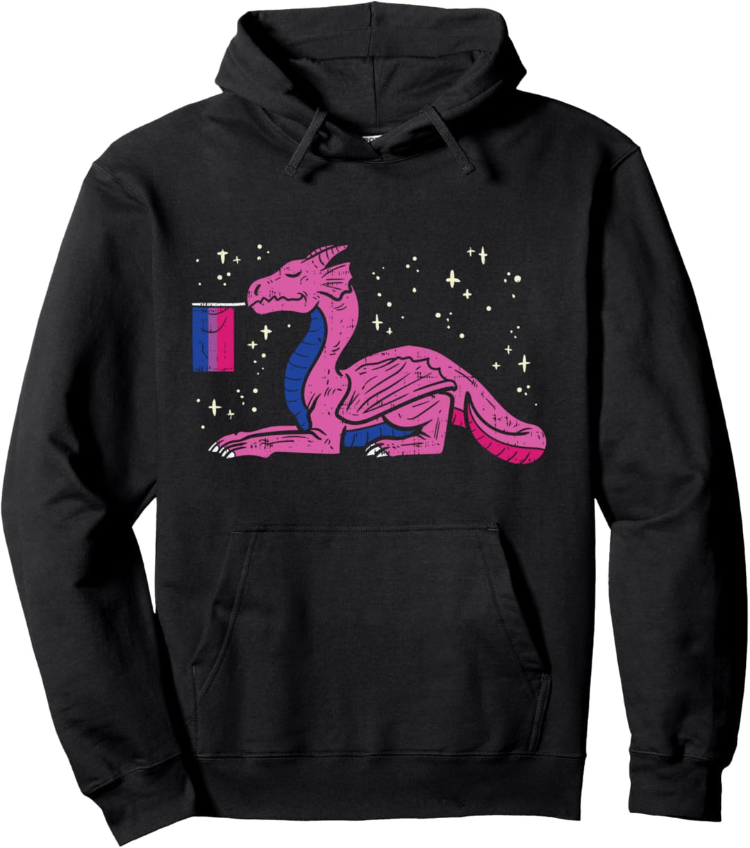 Dragon Mythical Animal LGBTQ Bisexual Flag Gay Pride Ally Bi Pullover Hoodie