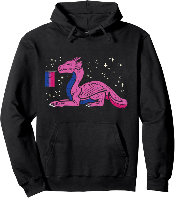 Dragon Mythical Animal LGBTQ Bisexual Flag Gay Pride Ally Bi Pullover Hoodie