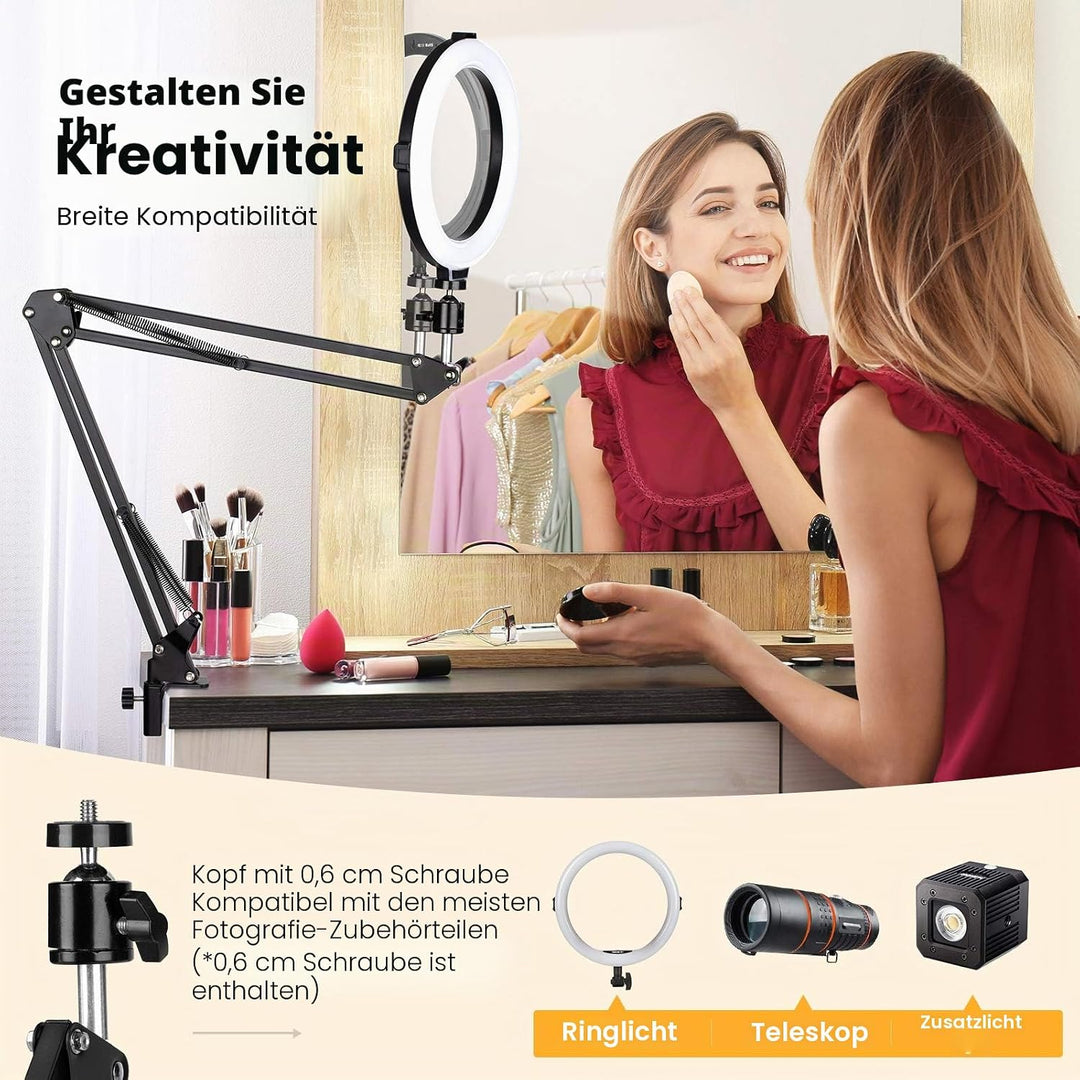 TARION Handy Gelenkarmhalterung mit Smartphone Klemme und 1/4 Zoll Schraube Langarm Handyhalter Gele
