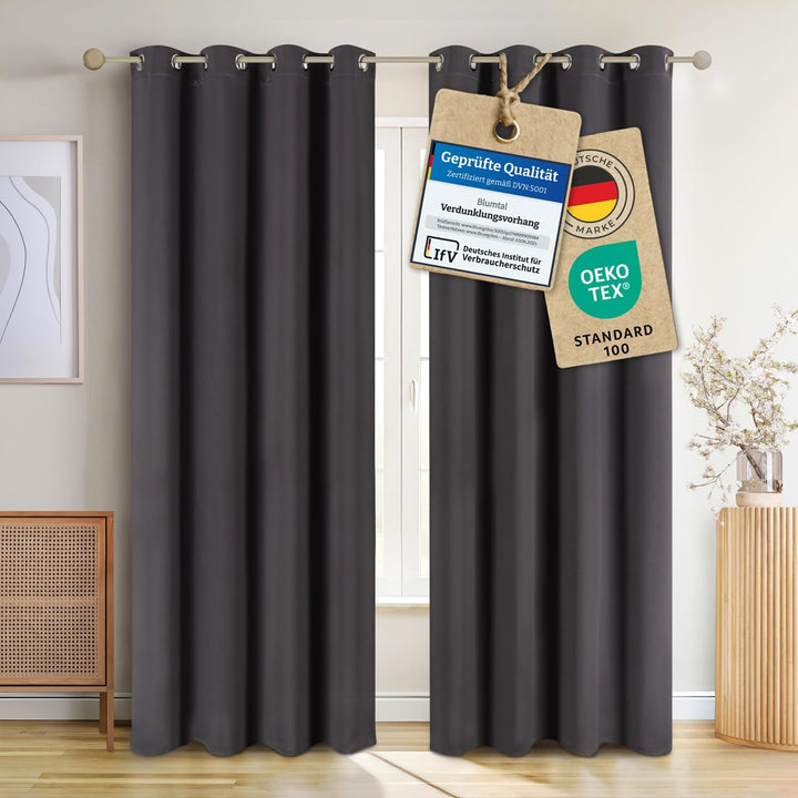 Blumtal 2er-Set Gardinen Verdunklungsvorhänge Blickdicht - Elegante Wärmeisolierende Vorhänge mit Ös