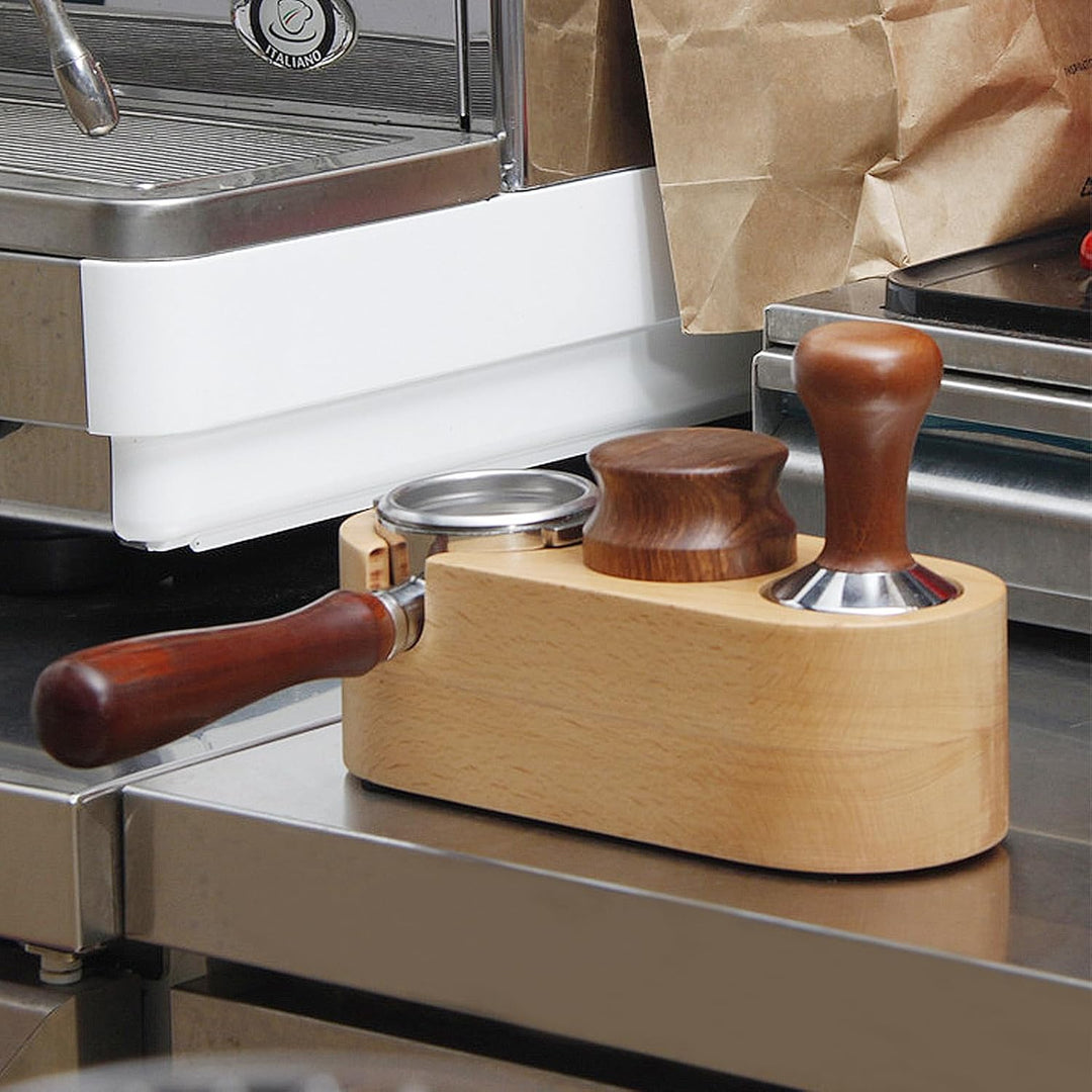 Tamperstation, Espresso Tamper Station, Tamping Station, Kaffee Tamper mit Distributor und Portafilt