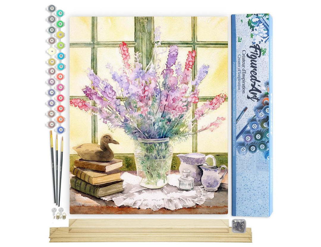 Figured'Art Malen Nach Zahlen Erwachsene Mit Rahmen Lupinen - Paint by Numbers Basteln DIY Bastelset