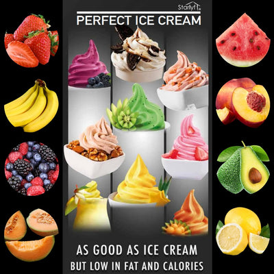 Eisdessertmaschine STARLYF Perfect Ice Cream, Eismaschine mit Frucht, Sehr Einfach zu Verwenden, 100