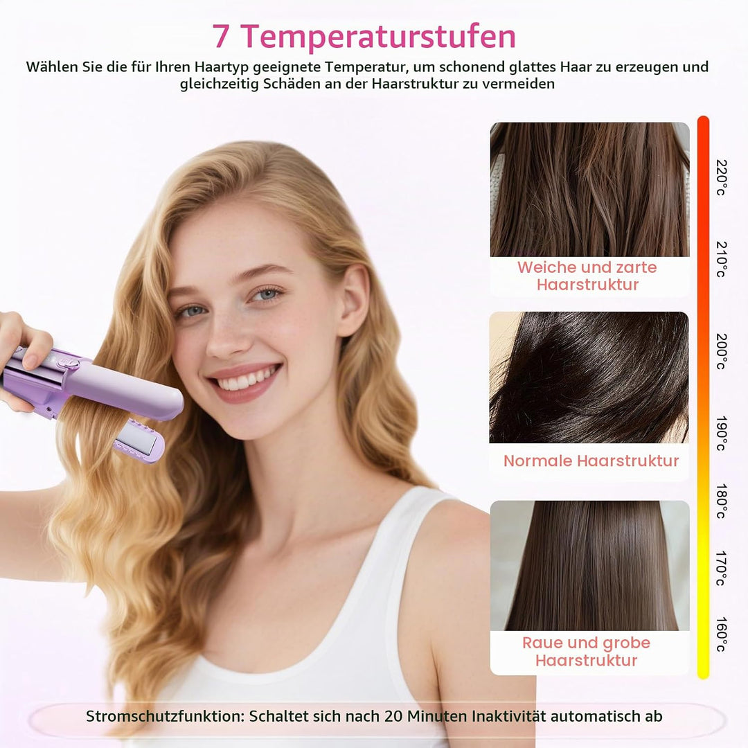 3-in-1 Kabelloser Glätteisen und Lockenstab, Mini-Glätteisen mit 5000-mAh-Akku für lange Laufzeit, m