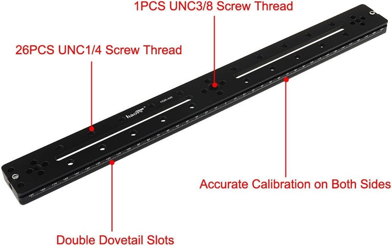 Haoge HQR-400 400 mm Mehrzweck-Schnellwechselplatte für Kamerastativ, Kugelkopf, Klemme für Arca Swi