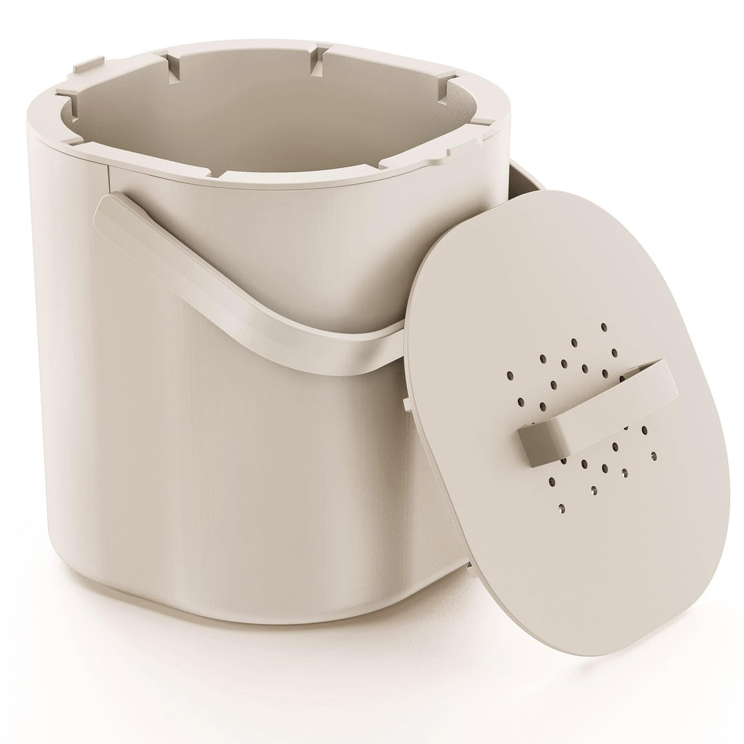PTMS® Biomülleimer Küche 6L - Biomüll mit Aktivkohlefilter & Deckel zum Einhängen - geruchsdicht, sp