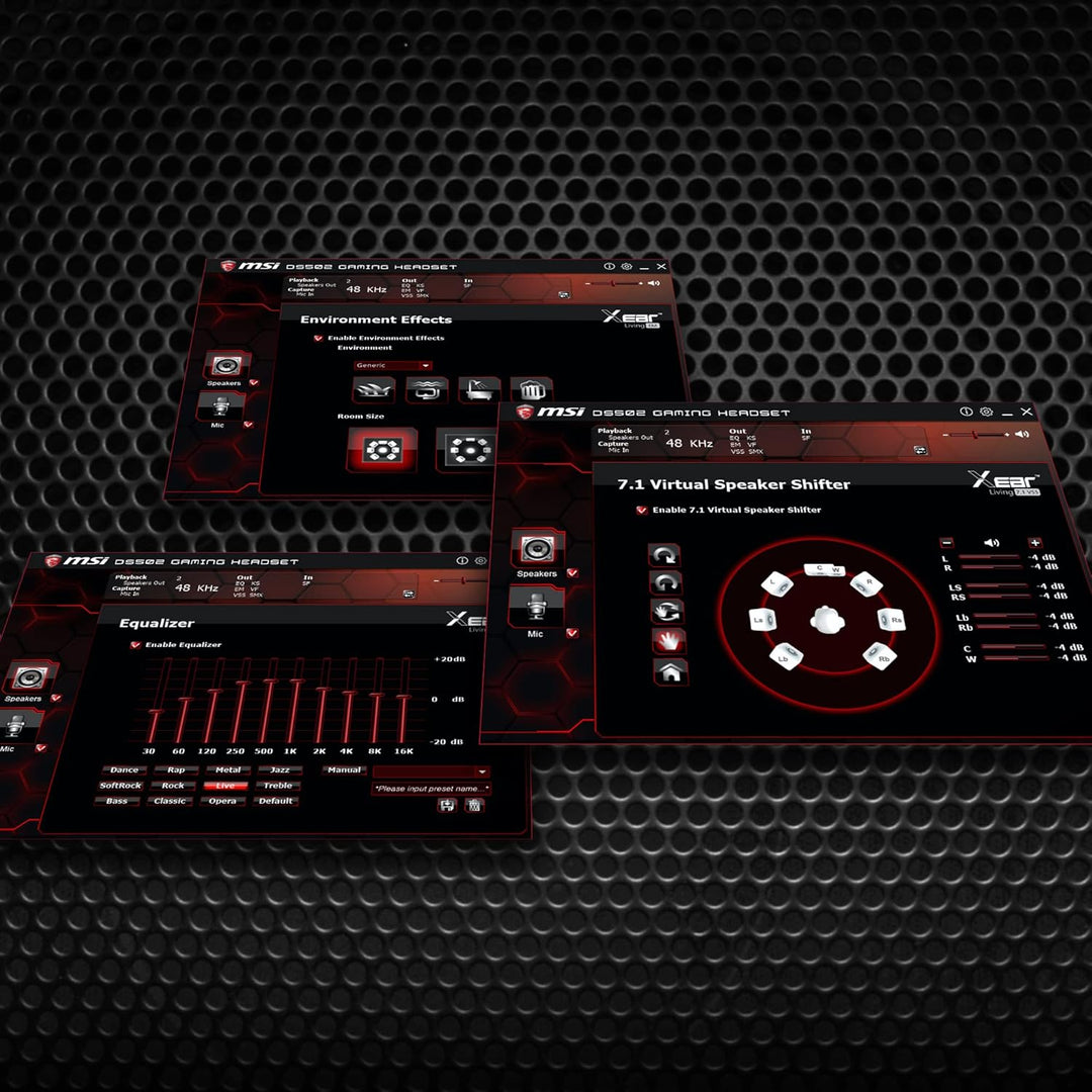 MSI DS502 GAMING HEADSET - Kopfhörer mit 7.1 Virtual Surround Sound, Vibrationssystem, 40mm Neodym-T