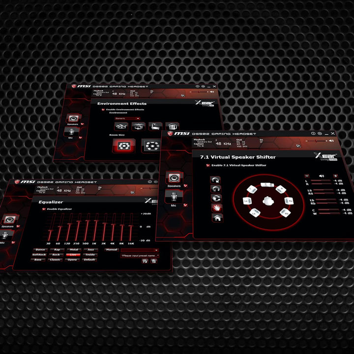 MSI DS502 GAMING HEADSET - Kopfhörer mit 7.1 Virtual Surround Sound, Vibrationssystem, 40mm Neodym-T