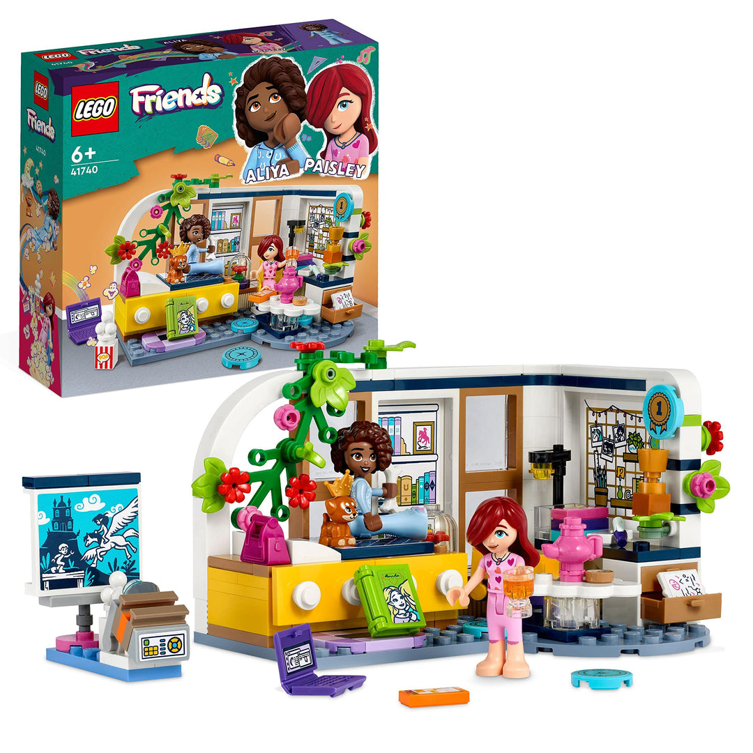 LEGO 41740 Friends Aliyas Zimmer, Spielzeug für Mädchen und Jungen, Übernachtungsparty-Set zum Samme