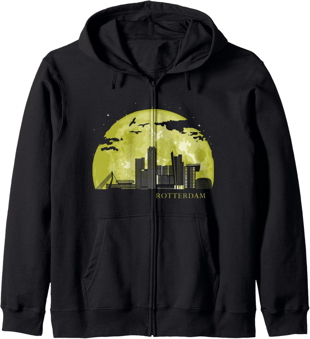 Rotterdam Netherlands Moon Light Night Stars Skyline Kapuzenjacke