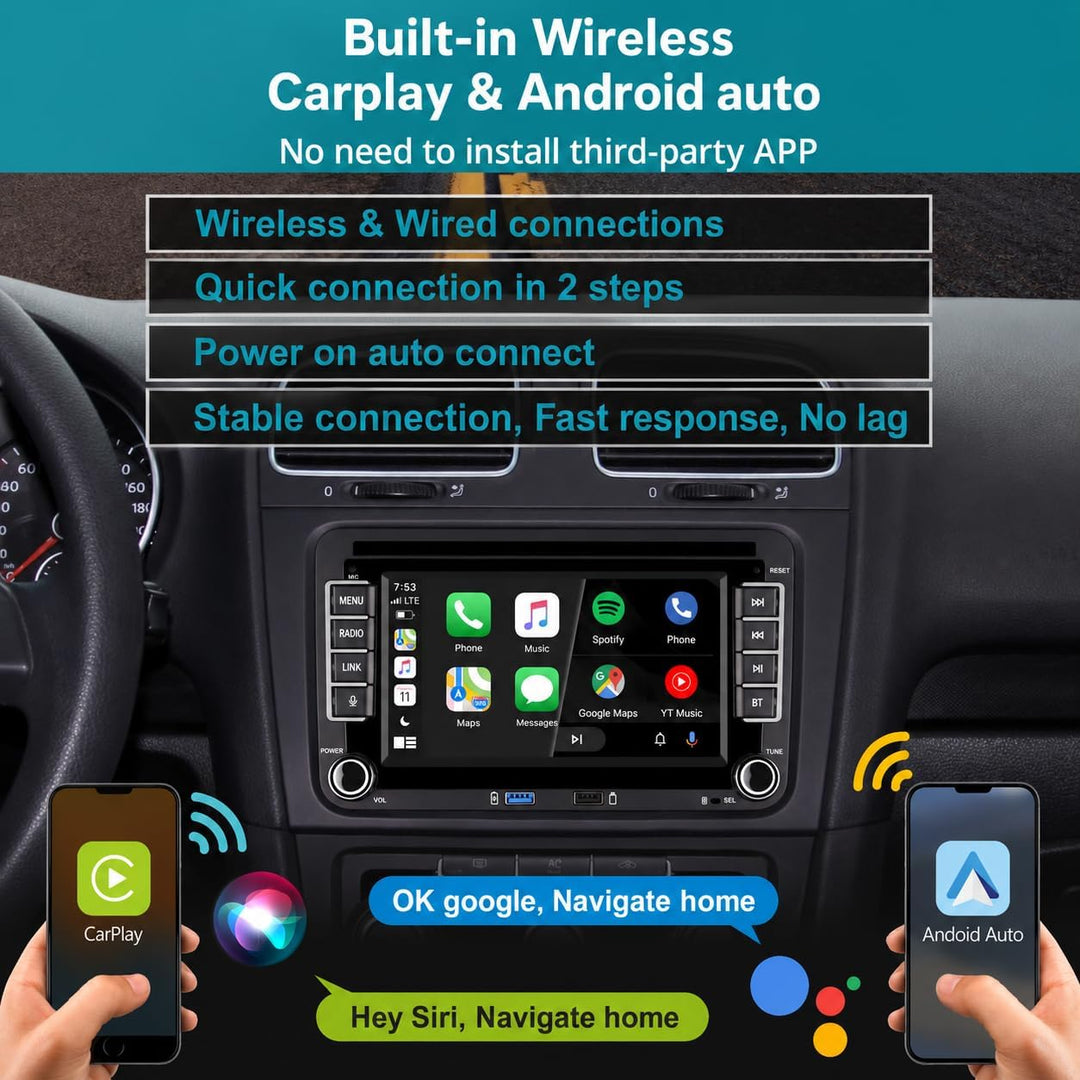 Autoradio für VW Polo Golf 5 6 Passat Tiguan mit Linux System IPS Display,Integriertes Wireless CarP