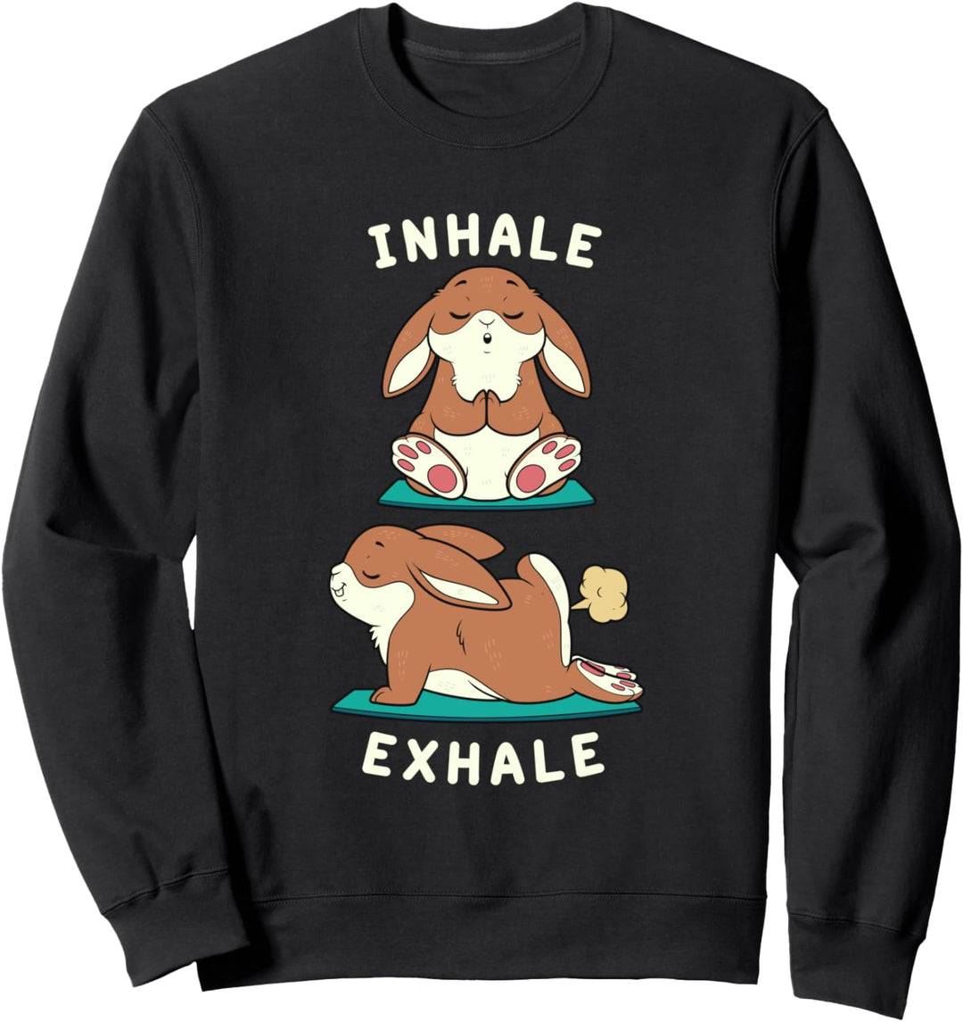 Lustiges Yoga Einatmen Ausatmen Furzendes Kaninchen Yoga Sweatshirt