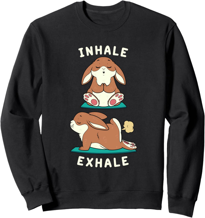 Lustiges Yoga Einatmen Ausatmen Furzendes Kaninchen Yoga Sweatshirt