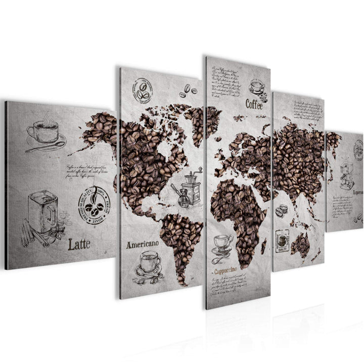 Runa Art Wandbilder Küche Kaffee 5 Teilig Bild auf Vlies Leinwand Deko Esszimmer Küchenbilder Weltka