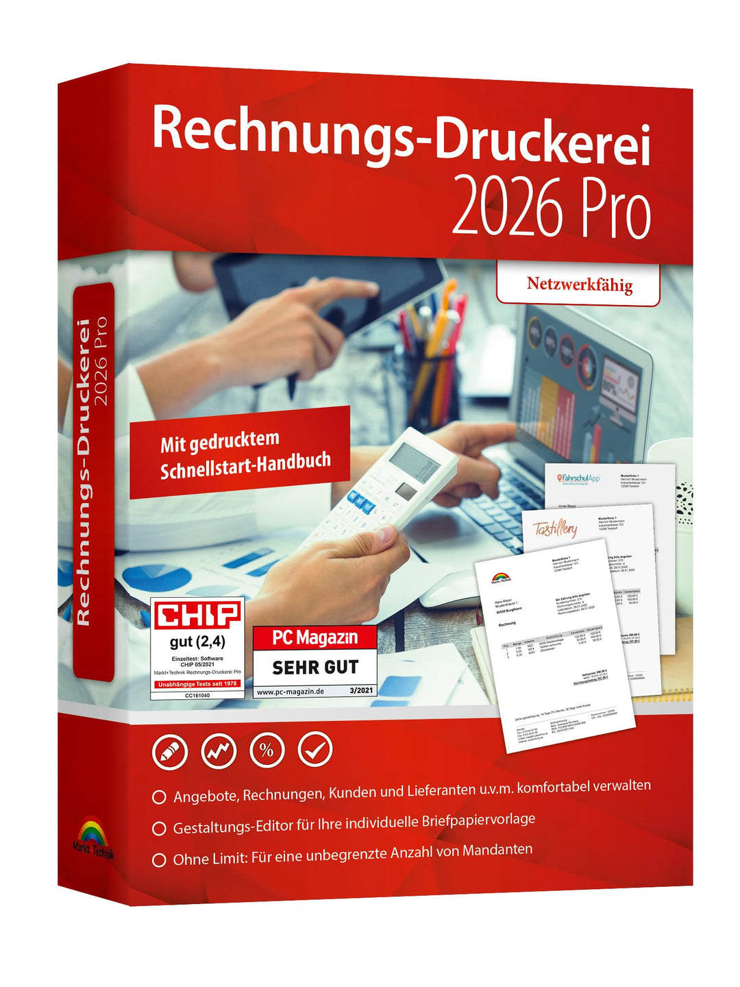 Rechnungsdruckerei 2024 PRO für Unternehmer und Handwerker - Rechnungen, Lieferscheine, Angebote, Au