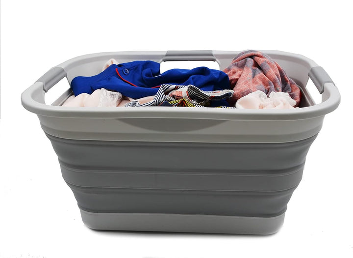 SAMMART 30L Faltbarer Wäschekorb aus Kunststoff – Faltbarer Pop-Up-Aufbewahrungsbehälter/Organizer –