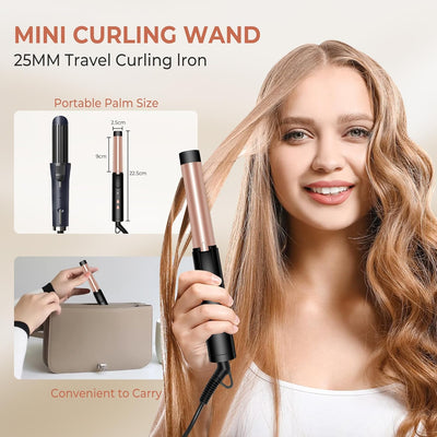Mini Lockenstab FüR Kurze Haare Mit Einstellbarer Temperatur,Ideal FüR Unterwegs Dark Rose, Dark Ros