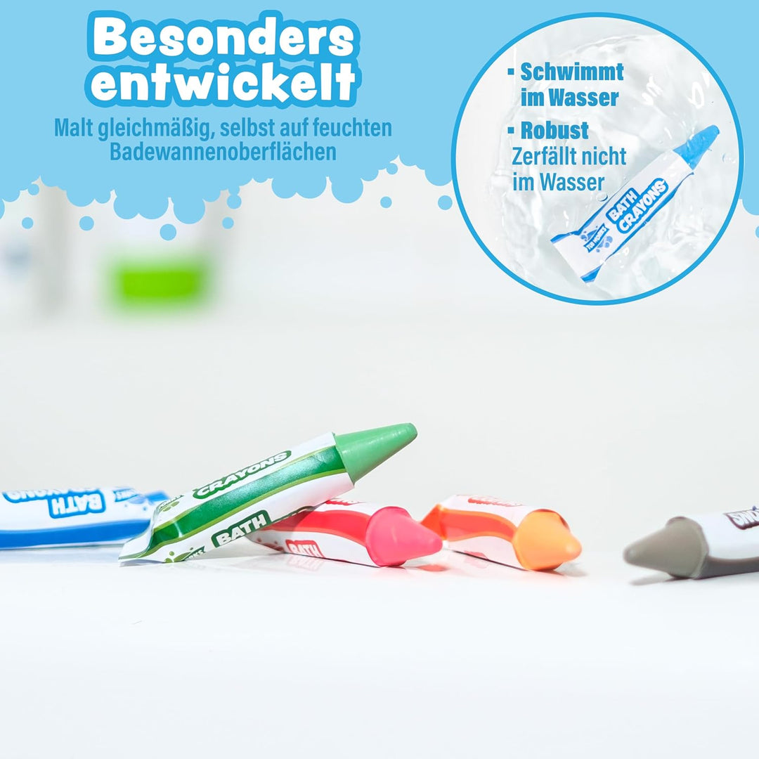Tub Works® Badestifte Badespielzeug, 12 Stifte | Ungiftige, abwaschbare Badewannenstifte für Kleinki