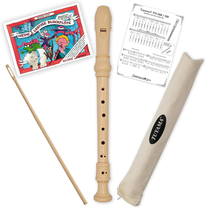 Starterset: Tuyama TFS-06B (barocke Griffweise) Blockflöte + 'Meine Lustige Blockflöte' Band 1 ISBN