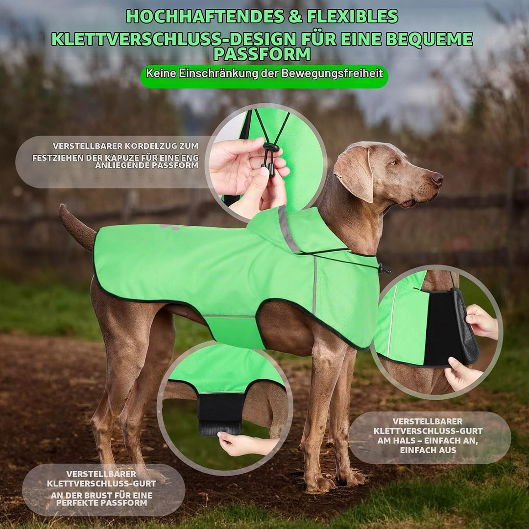 BiPawTi Hunderegenmantel Wasserdicht für Hunde, Reflektierenden Hunde-Regenjacken für Grosse Hund, H