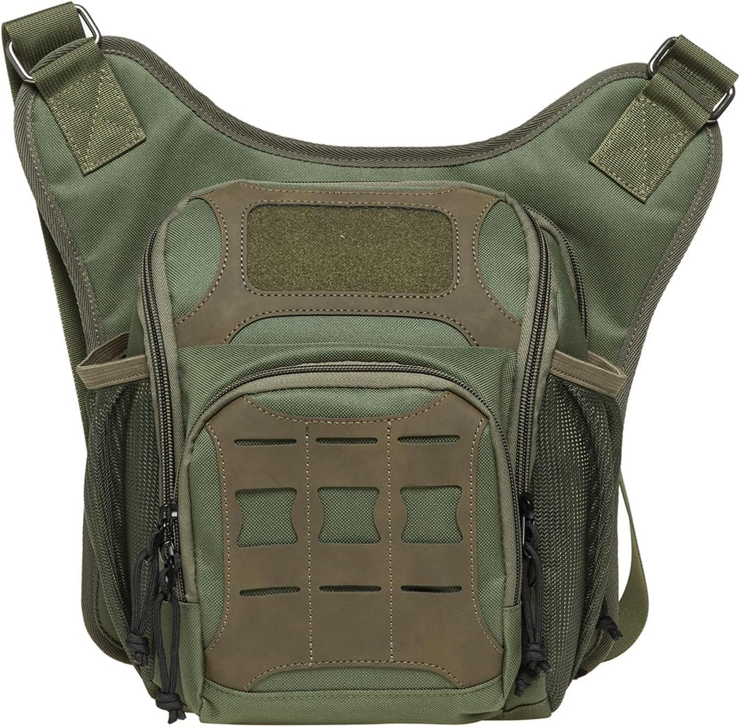 KAUKKO Canvas Taktisch Jahrgang Brusttasche Männer Frauen Tactical Schultertasche für Wandern Campin