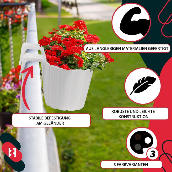 KOTARBAU® 6er Set Blumenkasten für Balkon - 40 x 15 x 15 cm - Blumenkasten für Balkongeländer - Balk