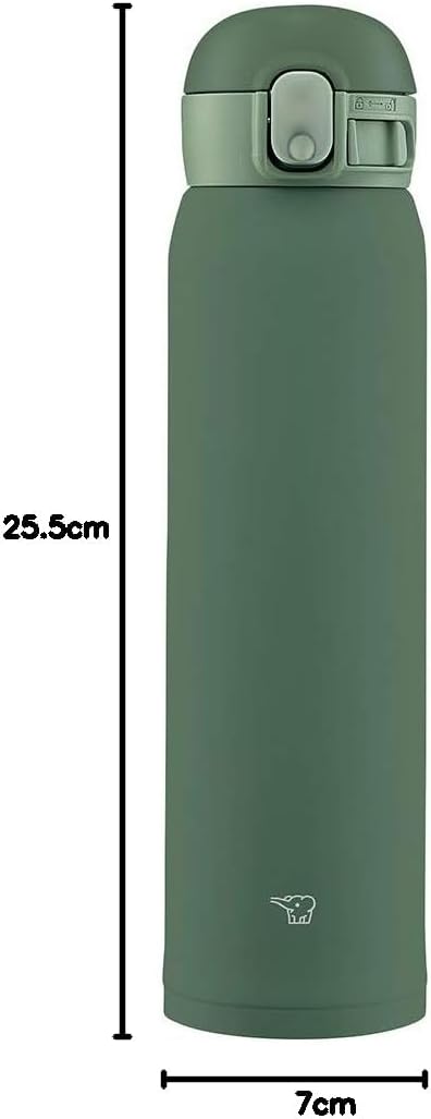 Zojirushi SM-WA60-GD Wasserflasche, One-Touch-Edelstahlbecher, nahtlos, 35,5 ml (0,60 l), Khaki Khak