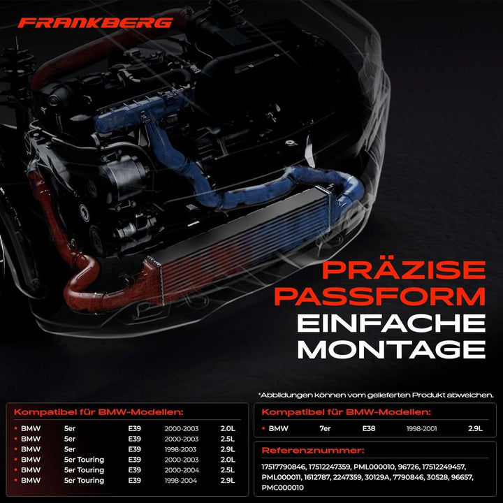 Frankberg Ladeluftkühler Turbokühler Kompatibel mit 5er E39 1998-2003 5er Touring E39 1998-2004 7er