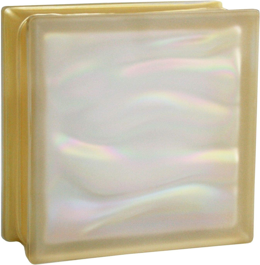 Fuchs Design 6 Stück Glassteine BM Glassteine AQUA Perlmutt Gold Glasstein einseitig satiniert 19 x