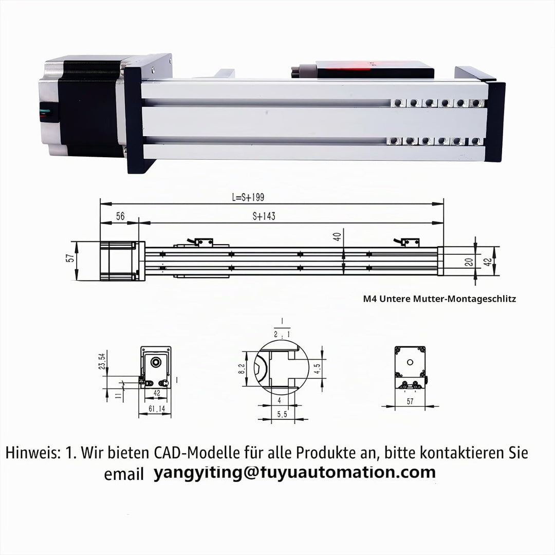 FUYU FSK40 Linearführungsschiene Kugelumlaufspindel Linearaktuator LinearführungenCNC Nema 23 Schrit