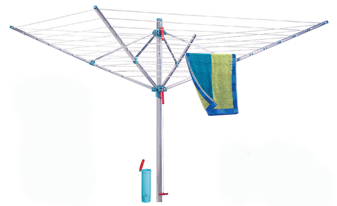 Blome Wäschespinne Standard Medium Plus - Wäscheständer für den Garten inkl. Bodenhülse mit Deckel,