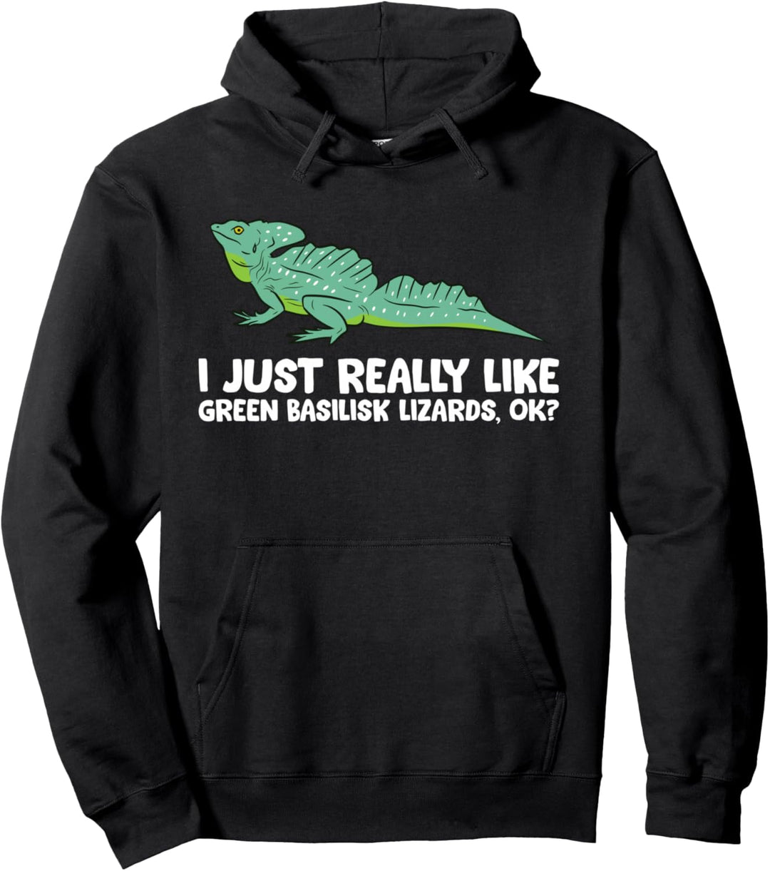 Ich mag einfach grüne Basilisk-Eidechsen Pullover Hoodie