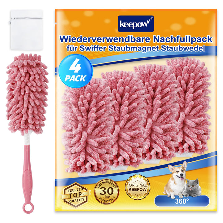 KEEPOW Staubwedel Waschbar für Swiffer Staubmagnet Nachfüllpack, Superabsorbierende Mikrofaser Tüche