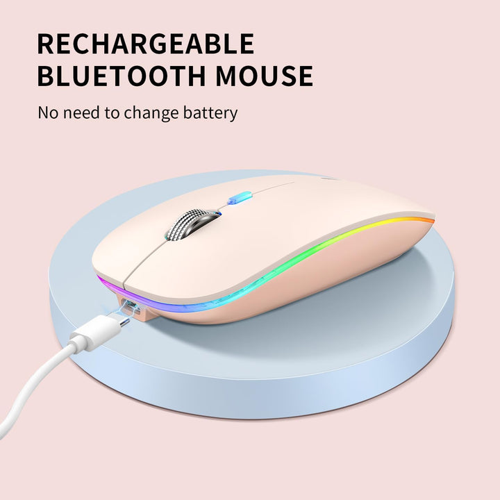Uiosmuph Bluetooth Maus Kabellose, LED Funkmaus wiederaufladbar Leise Wireless Mouse 2.4GHz Kabellos