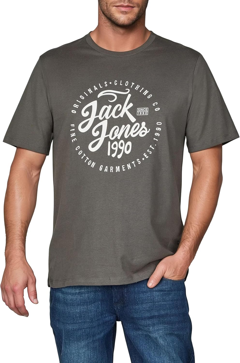 JACK & JONES JJLINO T-Shirt 4er Pack Rundhals Kurzarm Shirt Regular Fit Print Sommer 100% Baumwolle