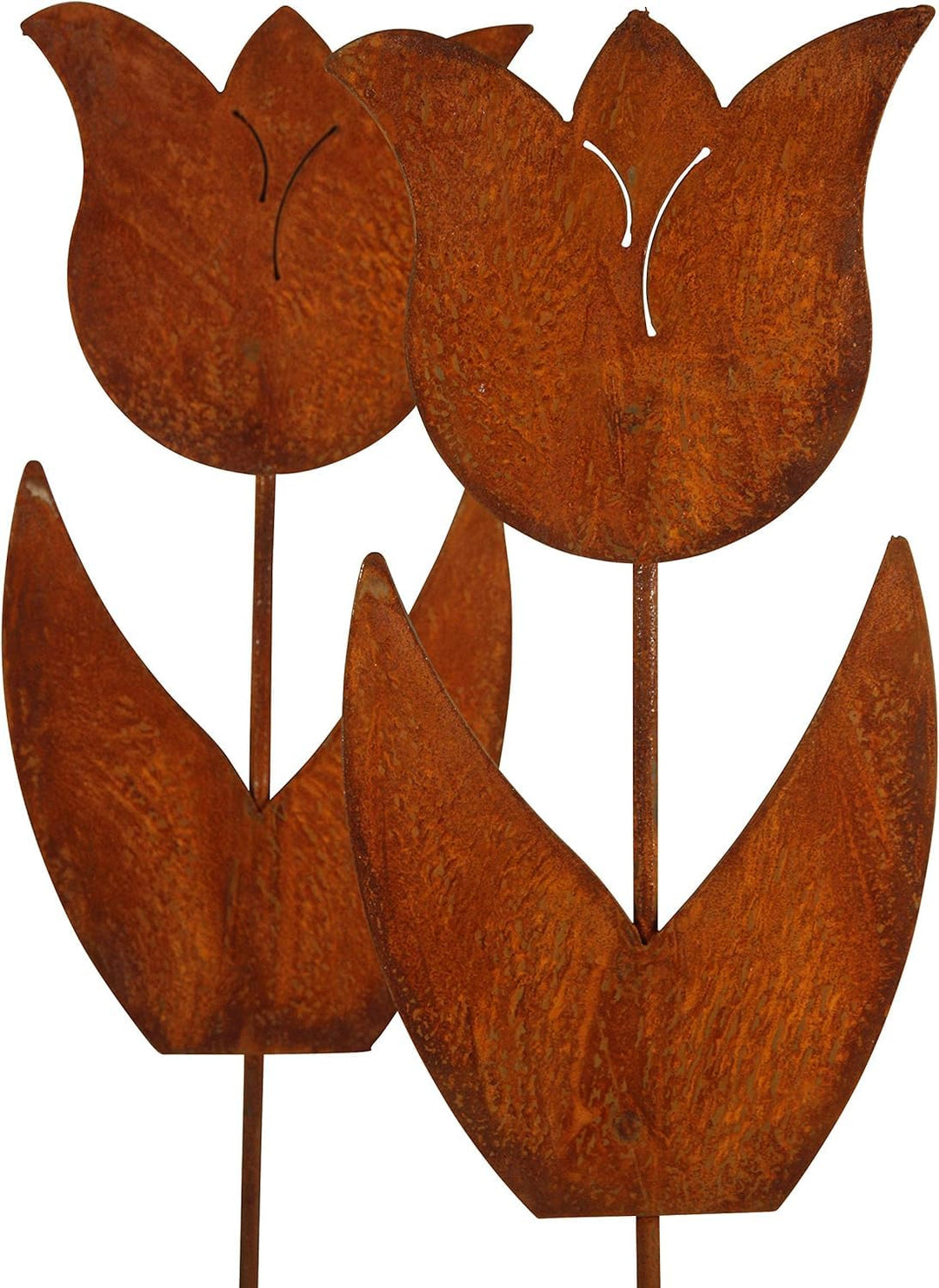 Bornhöft Gartenstecker 2er Set Blume Metall Rost Gartendeko Edelrost Tulpe rostige Dekoration (2er T